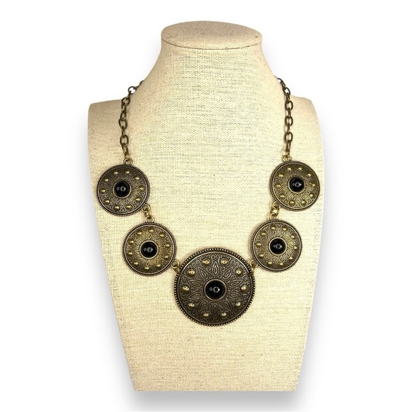 TRIBAL BOHO BOHEMIAN NECKLACE BRONZE LOOK STYLE CHAIN STYLE - Picture 1 of 14